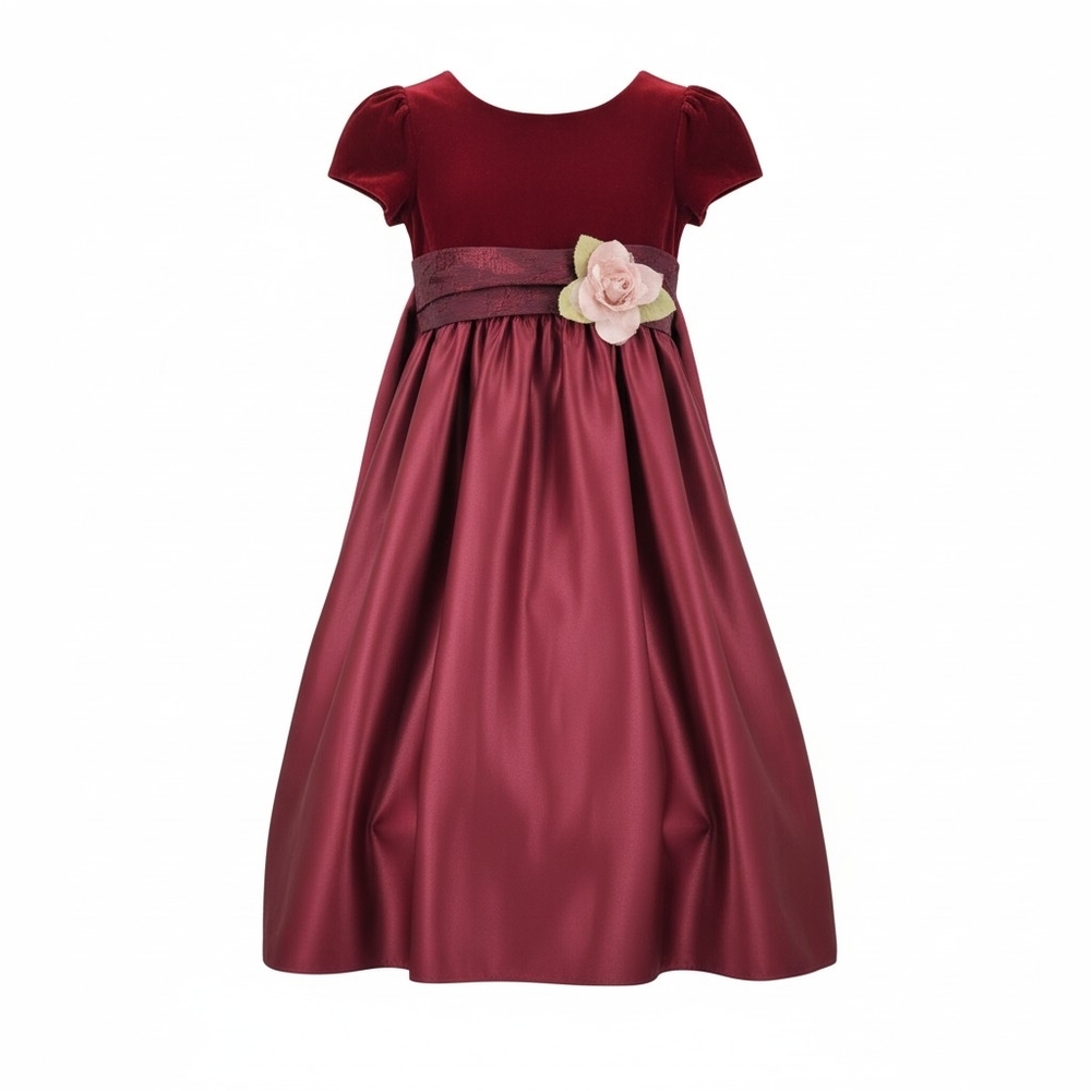 Dimples Vintage Red Velvet and Satin Dress with Formal Dress